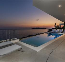 3 x 5 bedroom seafront villa with heated infinity pool near Rogoznica, sleeps 10